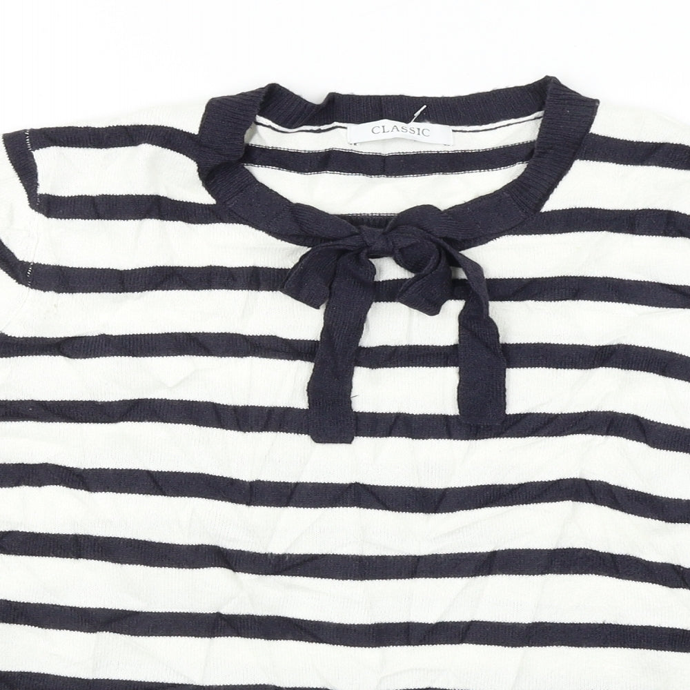 Marks and Spencer  Womens White Striped  Basic T-Shirt Size 12