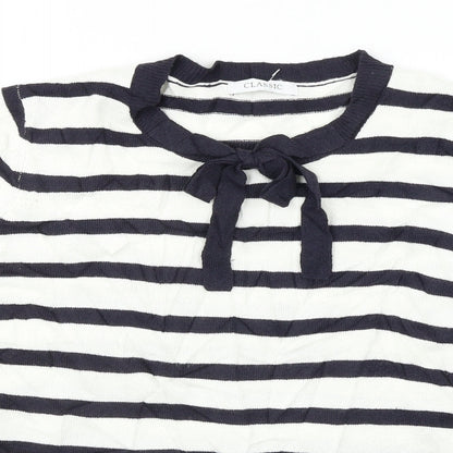 Marks & Spencer  Womens White Striped  Basic T-Shirt Size 12