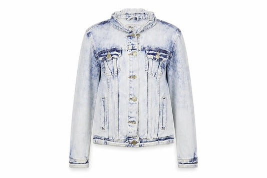 Front view of denim co women’s blue jacket coat, size UK 8