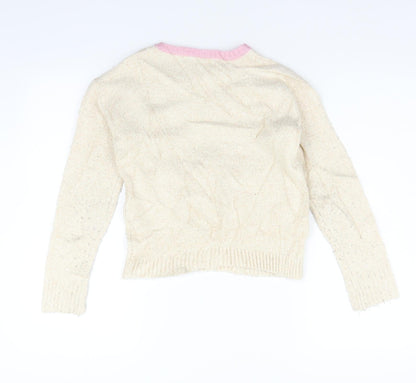 Marks & Spencer Girls Beige   Pullover Jumper Size 10-11 Years  - sequin