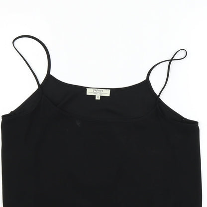 Close-up detail of Papaya women’s black basic blouse, size UK 12