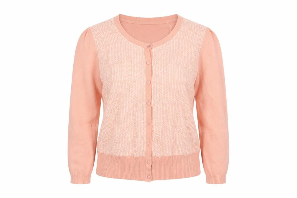 TU Womens Beige Geometric  Cardigan Jumper Size 14