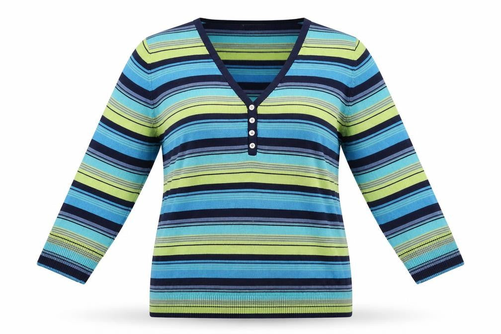 PLANET Womens Blue Striped  Pullover Jumper Size M