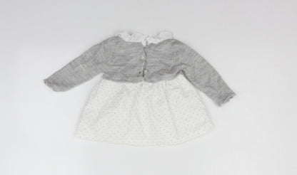 Back view of Matalan girls’ grey jumper, size 3-6, months