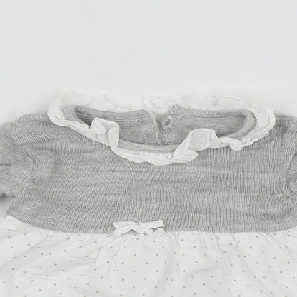 Close-up detail of Matalan girls’ grey jumper, size 3-6, months