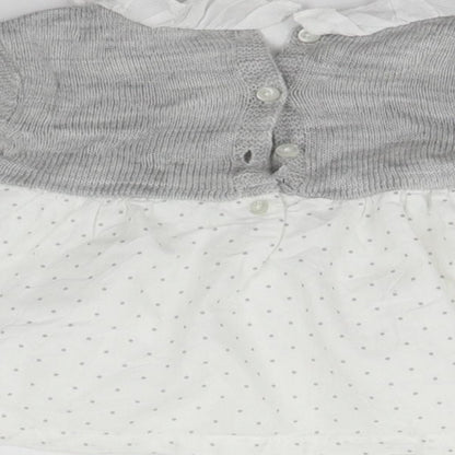Brand and care label for Matalan girls’ grey jumper, size 3-6, months
