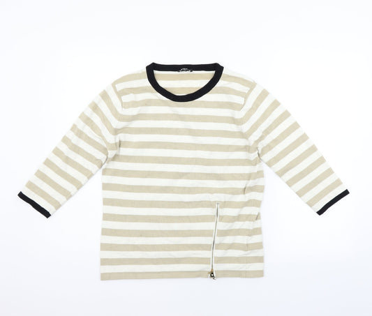 CASAMIA Womens Beige Striped  Pullover Jumper Size M
