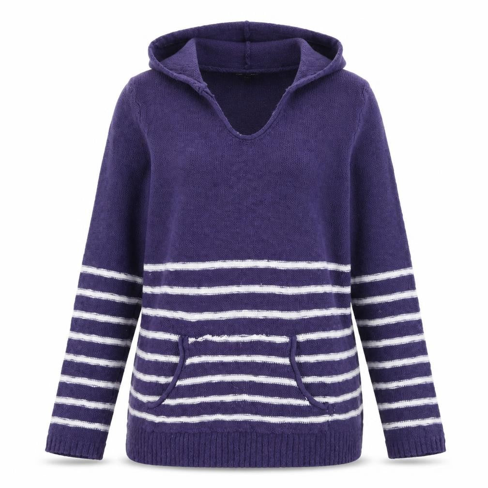Cable & Gauge Womens Blue Striped  Pullover Jumper Size L