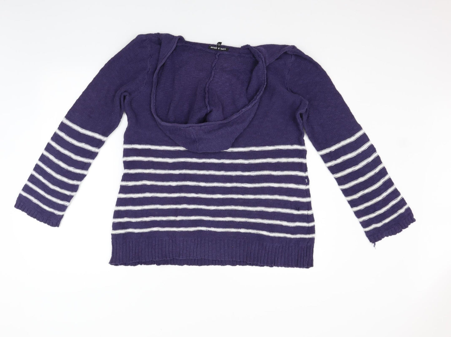 Cable & Gauge Womens Blue Striped  Pullover Jumper Size L