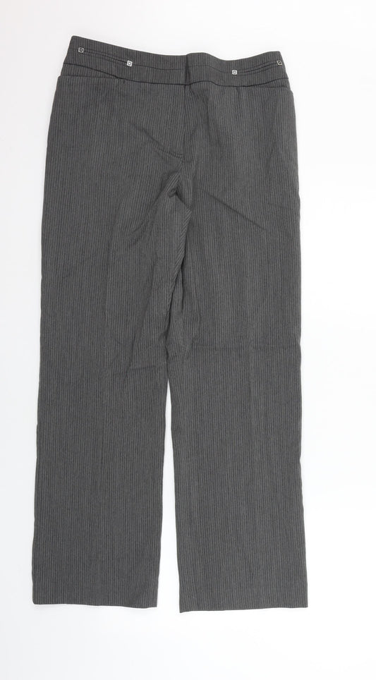 Marks and Spencer Womens Grey Striped  Trousers  Size 14 L29 in