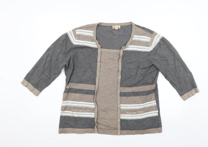 DIXIE Womens Grey Geometric  Henley Jumper Size XL