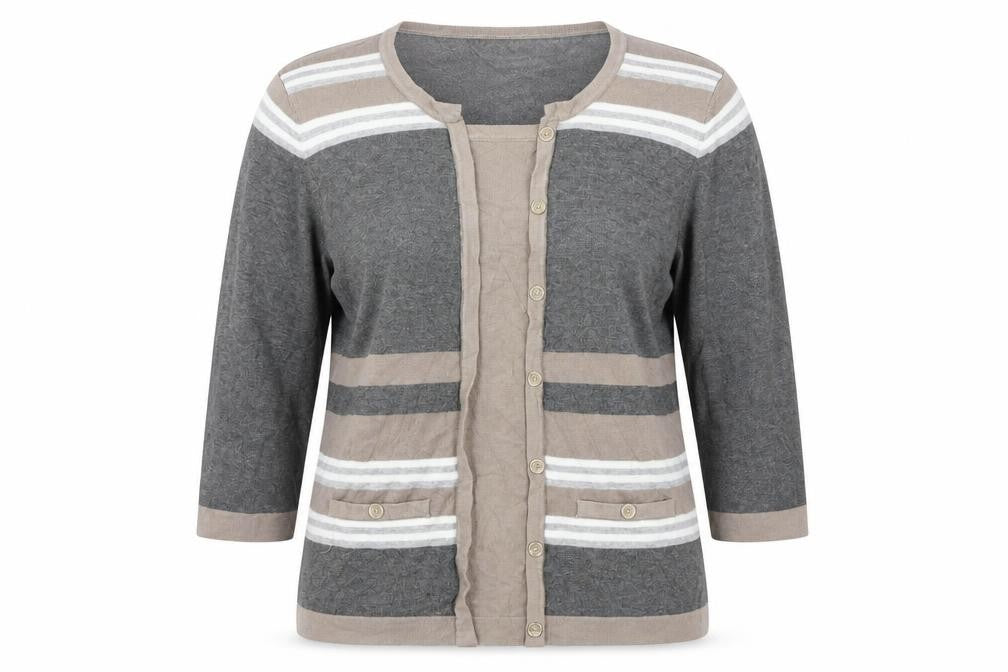 DIXIE Womens Grey Geometric  Henley Jumper Size XL
