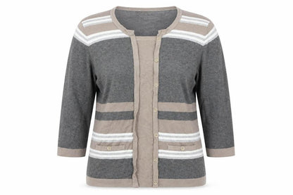 DIXIE Womens Grey Geometric  Henley Jumper Size XL