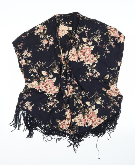 New Look Womens Blue Floral  Kimono Blouse Size 10