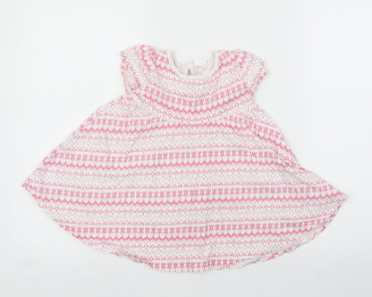 Additional front view of F&F girls’ pink geometric a-line, size 18-24, months