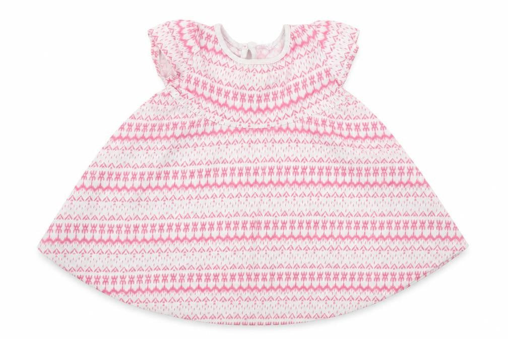 Front view of F&F girls’ pink geometric a-line, size 18-24, months