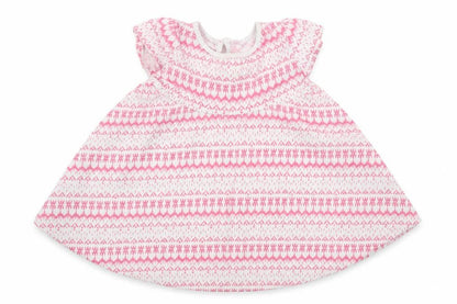 Front view of F&F girls’ pink geometric a-line, size 18-24, months