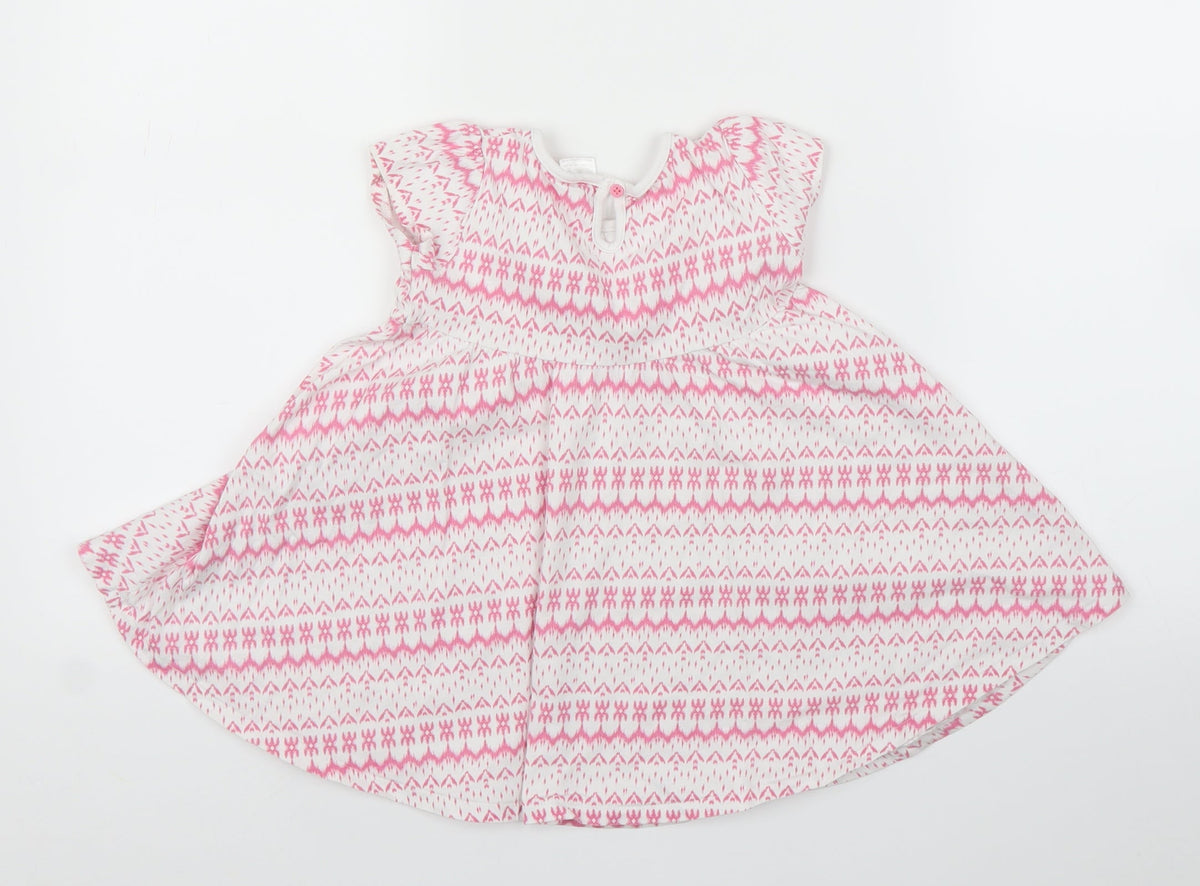 Back view of F&F girls’ pink geometric a-line, size 18-24, months