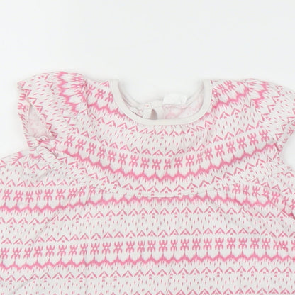 Close-up detail of F&F girls’ pink geometric a-line, size 18-24, months