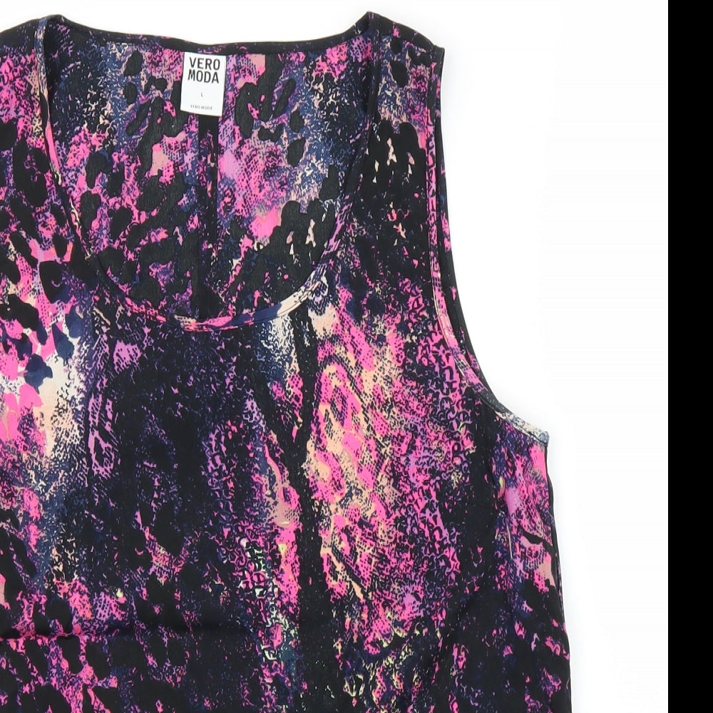 Vera Moda Womens Purple Animal Print  Basic Blouse Size 12  - Snake print