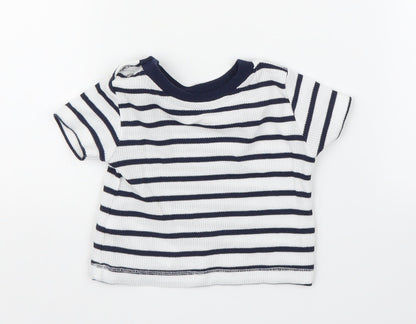 Back view of Primark Baby Blue Striped Basic T-Shirt, size 3-6, Months