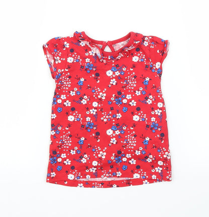 Additional front view of Tu girls’ red floral basic blouse, size 9-12, months