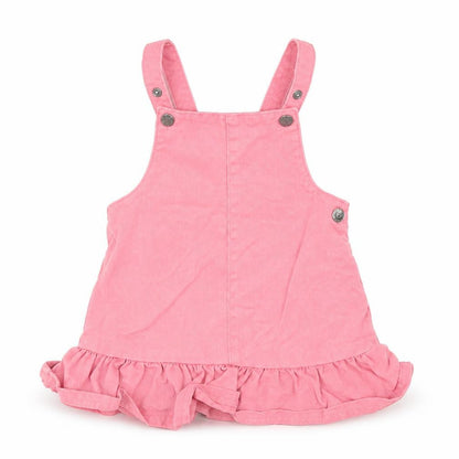Front view of F&F girls’ pink denim a-line, size 9-12, months