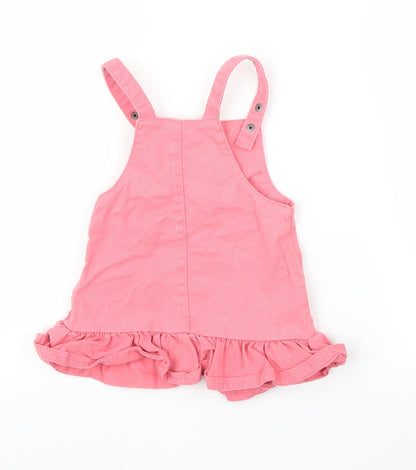 Back view of F&F girls’ pink denim a-line, size 9-12, months