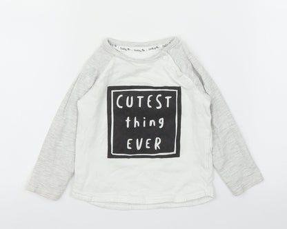 Additional front view of Tu boys’ white basic t-shirt, size 9-12, months