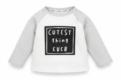 Front view of Tu boys’ white basic t-shirt, size 9-12, months