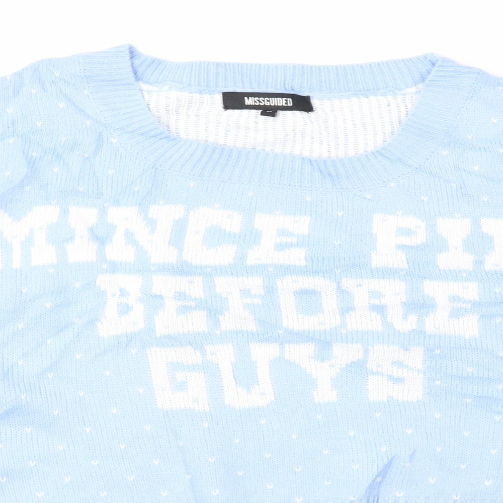 Missguided Womens Blue Fair Isle  Pullover Jumper Size M