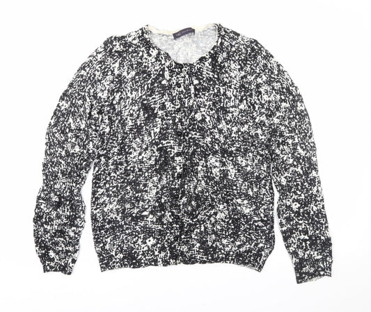 Marks and Spencer Womens Black Animal Print  Cardigan Jumper Size 14