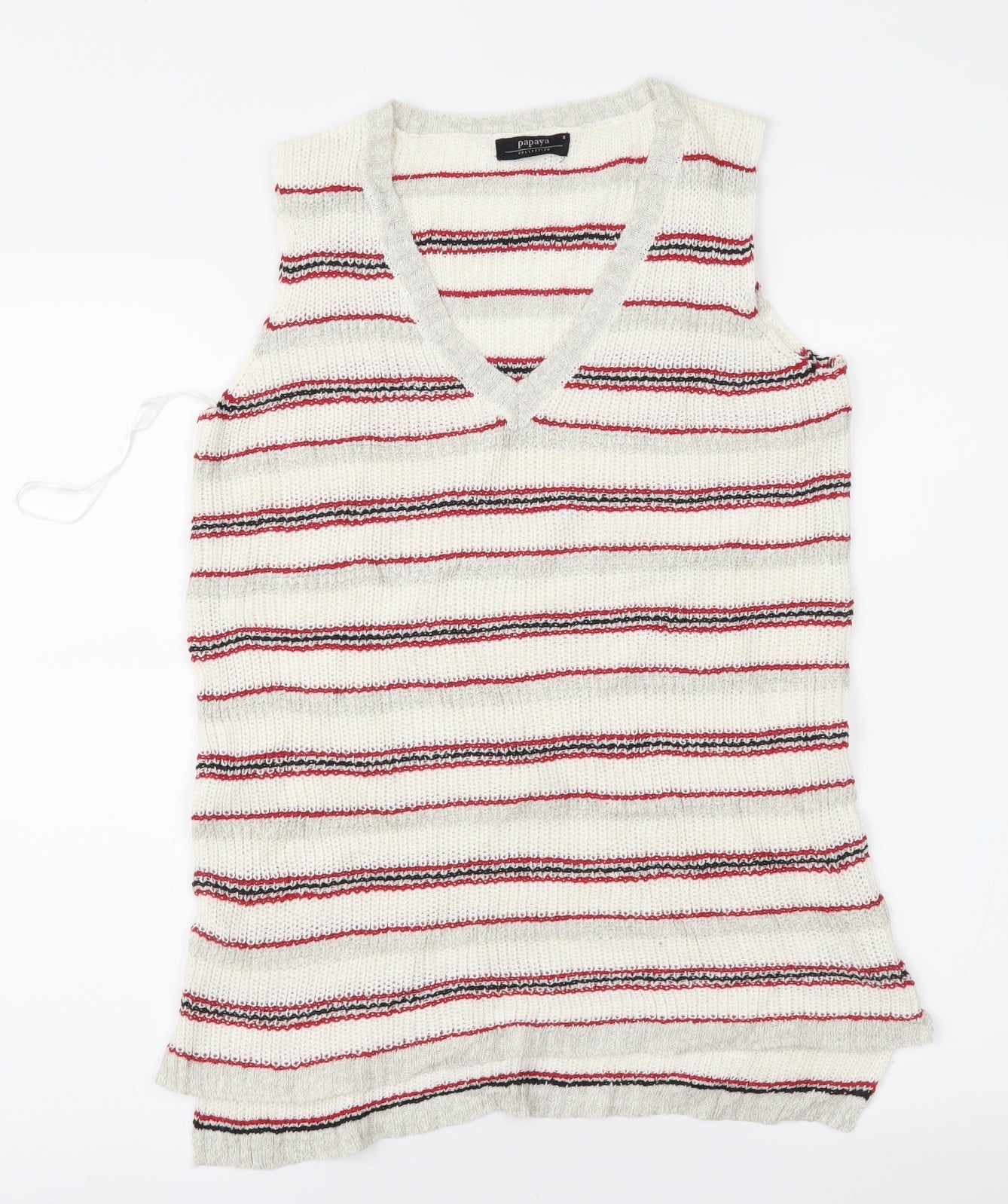 Papaya Womens Beige Striped  Vest Jumper Size 8