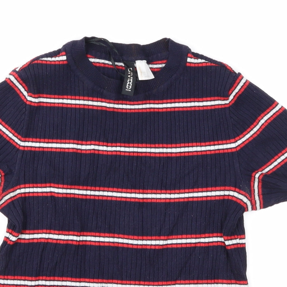 Divided Womens Blue Striped  Pullover Jumper Size XS