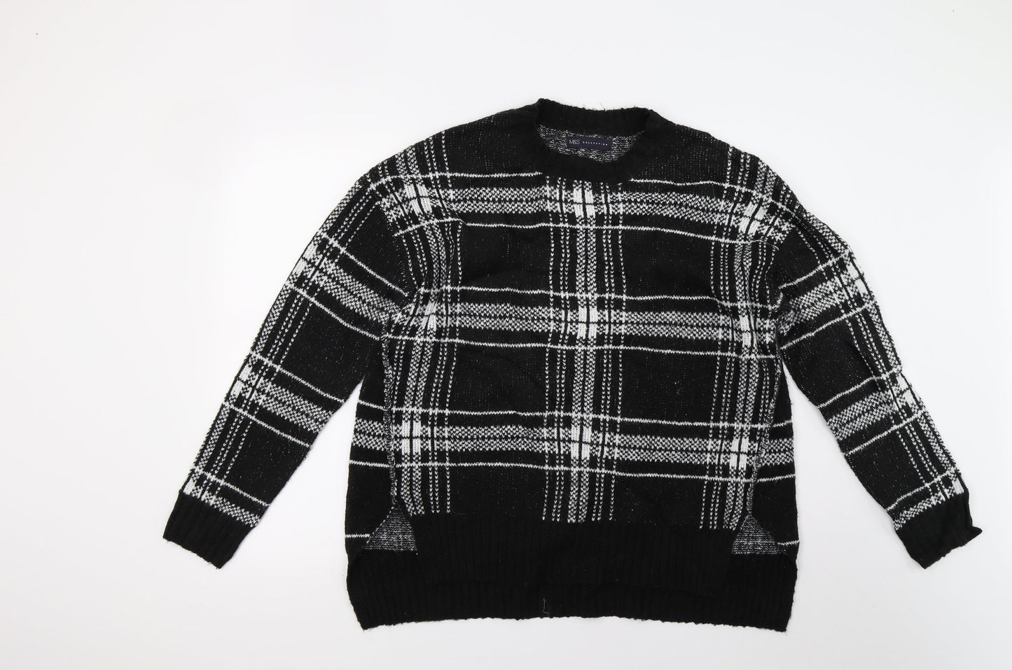 Marks and Spencer Womens Black Check  Pullover Jumper Size M