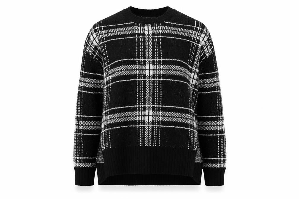 Marks & Spencer Womens Black Check  Pullover Jumper Size M