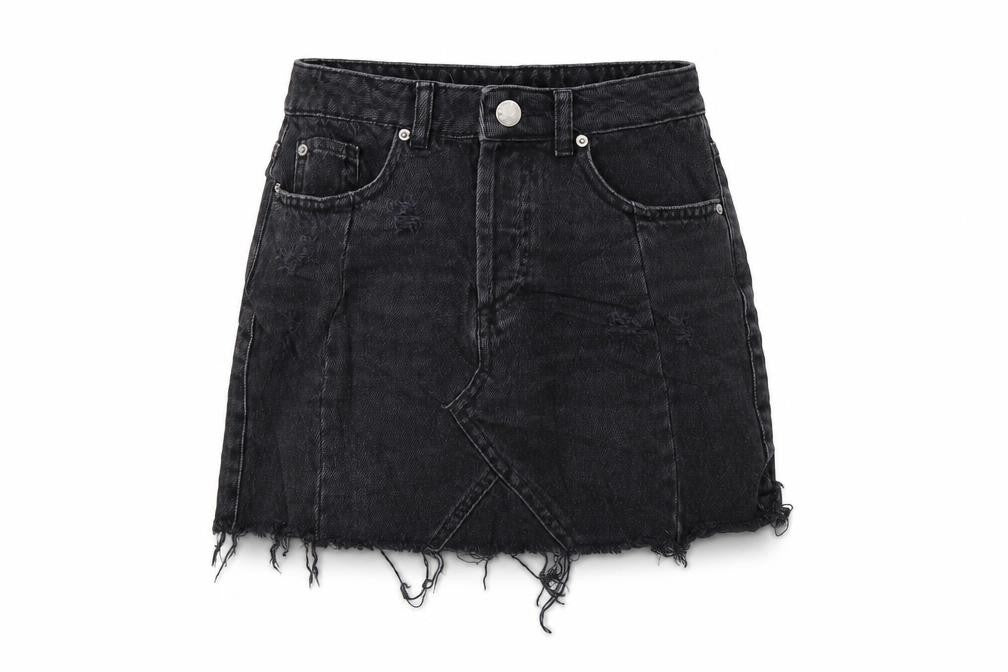 Miss Selfridge Womens Black  Denim A-Line Skirt Size 6