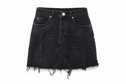 Miss Selfridge Womens Black  Denim A-Line Skirt Size 6