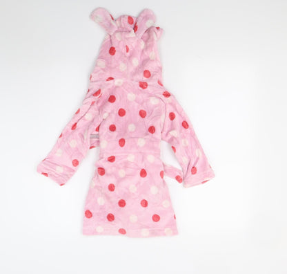Back view of Bluezoo girls’ pink polka dot fleece top gown, size 2, years