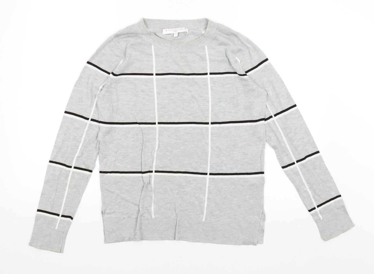 NEXT Womens Grey Check  Pullover Jumper Size 10