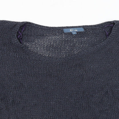Close-up detail of E-vie women’s blue jumper, size S