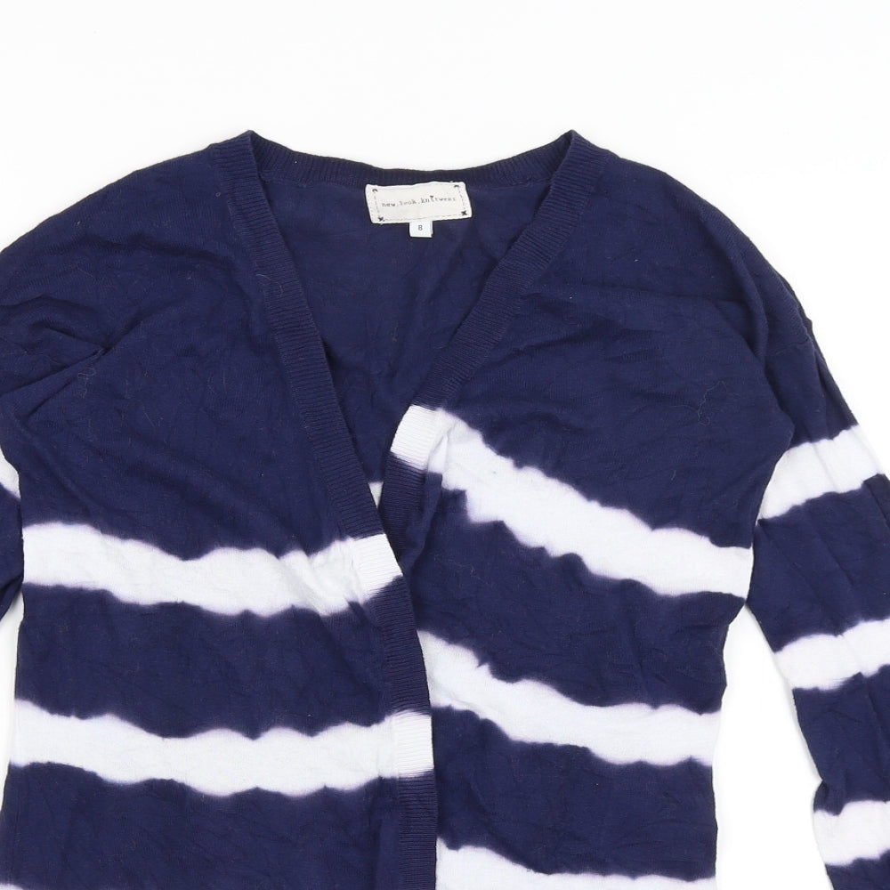 New Look Womens Blue Striped  Wrap Jumper Size 8