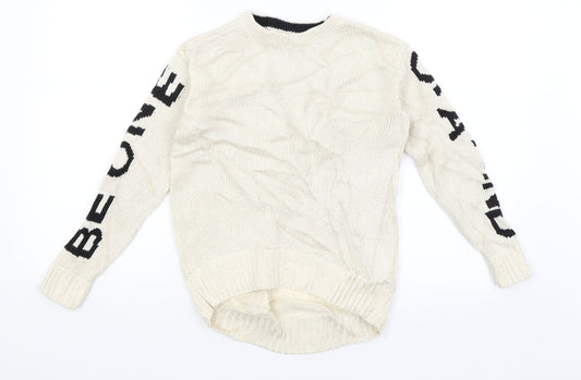 Preloved Gap Kids Girls Ivory   Pullover Jumper Size 8 Years  - Be One Of A Kind - Front