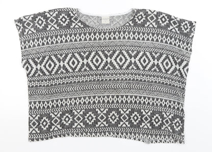 Preloved Emerson Juniour Womens Grey Geometric  Basic T-Shirt Size L - Front