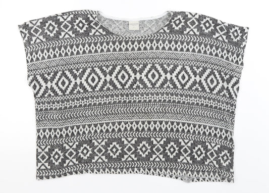 Emerson Juniour Womens Grey Geometric  Basic T-Shirt Size L