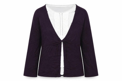 Front view of Roman women’s purple cape jumper, size M