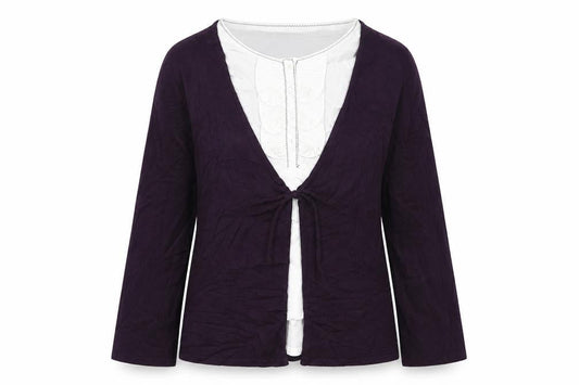 Front view of Roman women’s purple cape jumper, size M