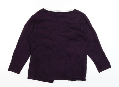 Back view of Roman women’s purple cape jumper, size M