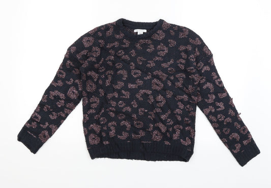 Primark Girls Blue Animal Print  Pullover Jumper Size 10-11 Years