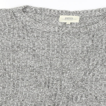 Close-up detail of Papaya men’s grey jumper, size L